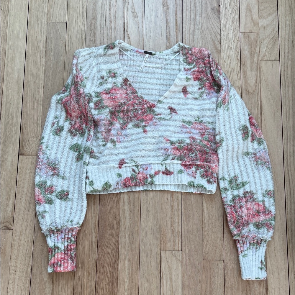 Free people XS Floral V-Neck Sweater - Picture 2 of 5